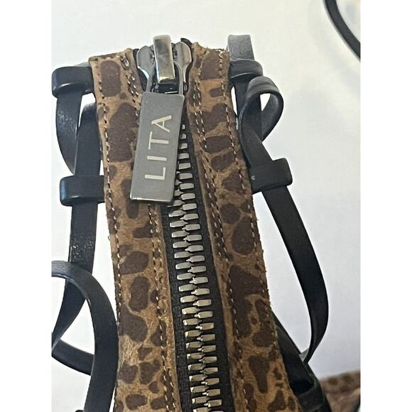 NEW Lita by Ciara Solid Square Toe Strappy Heels •37/ US 6• Pumps Cheetah Wrap - Picture 13 of 16